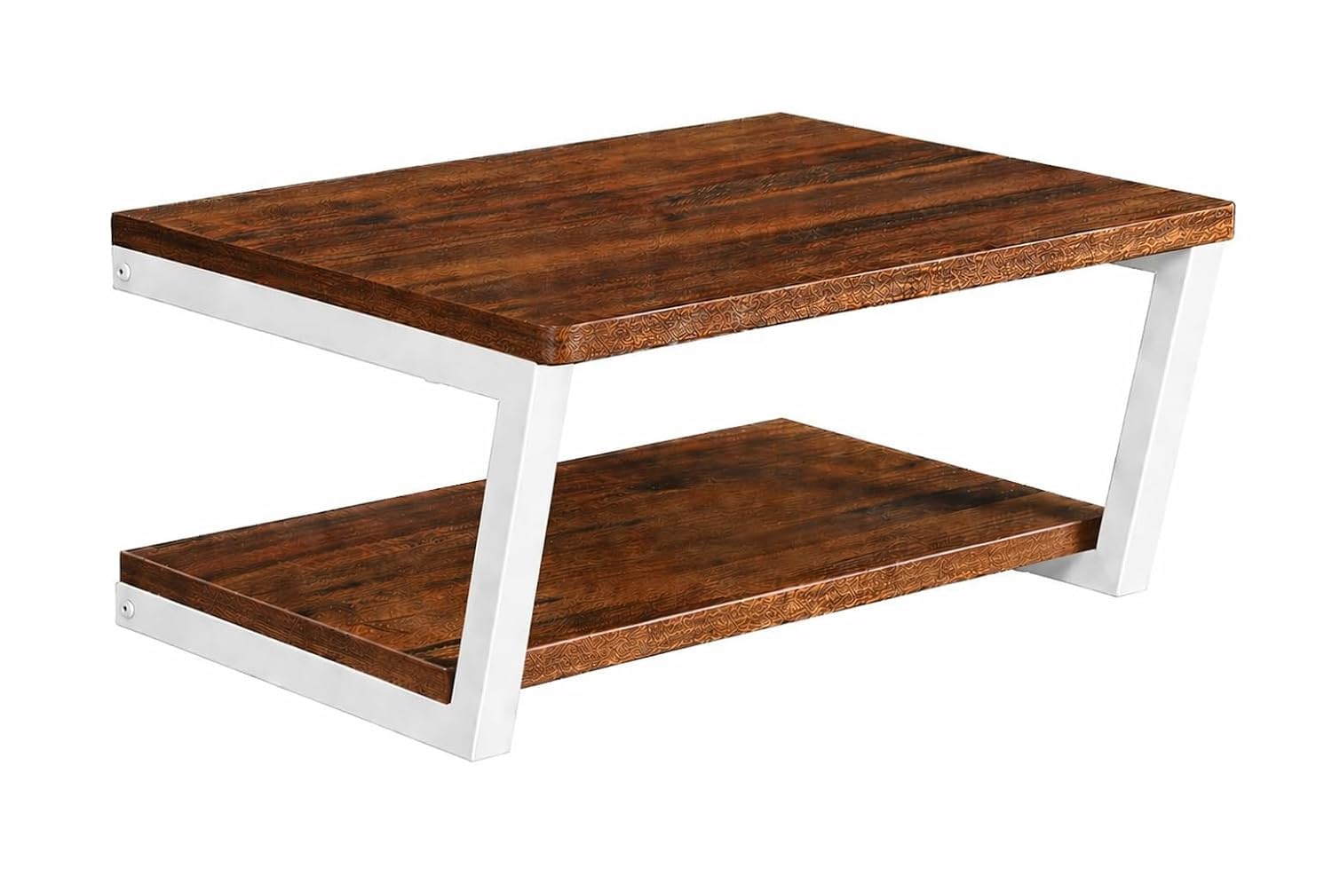 62427 Floating Wall Shelves Wall Mounted Projector Shelf Wood AV Media Stand with 2 Shelves, Entertainment Center with Strengthened Metal Steel Frame - White-image-33