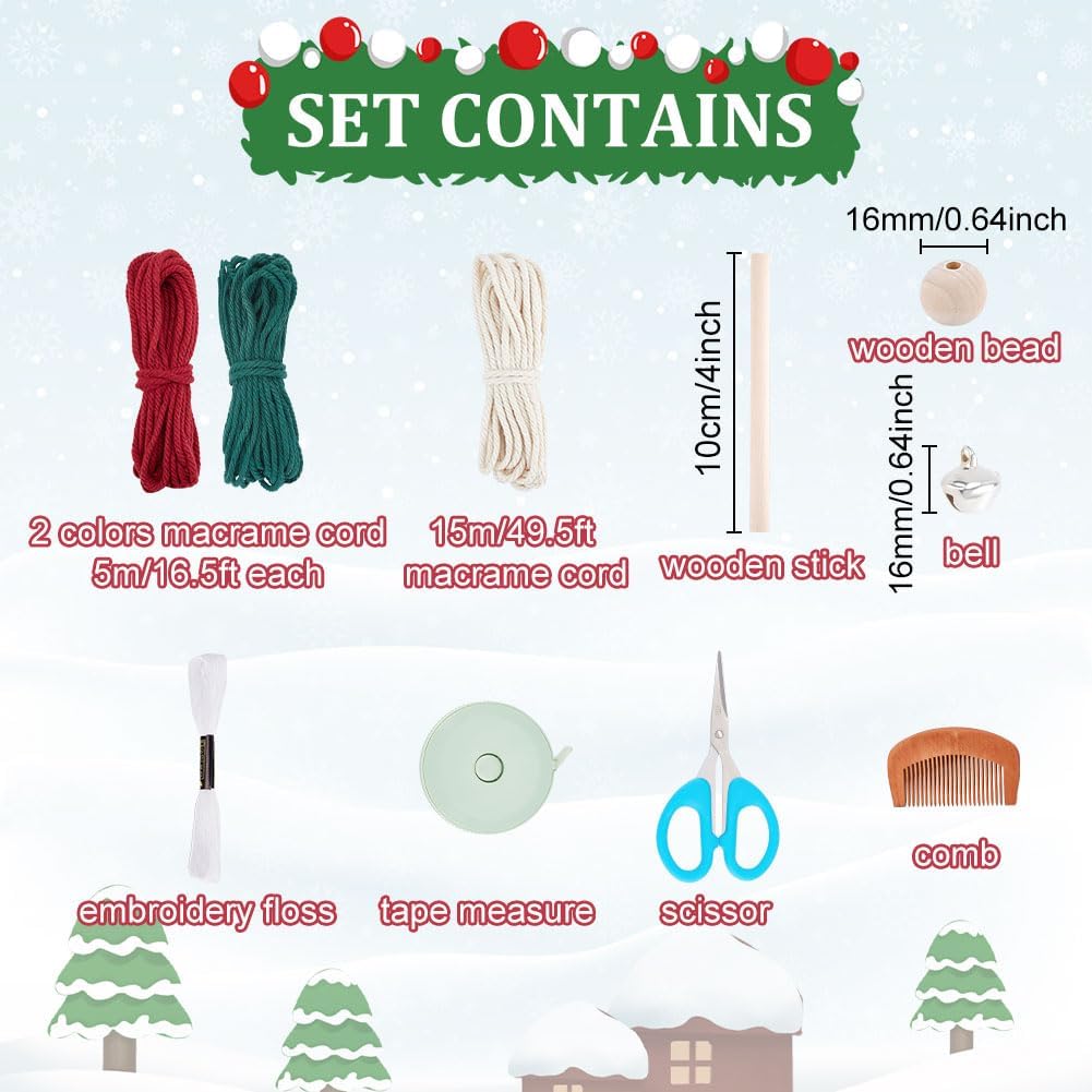 INFUNLY Kit fai da te per portachiavi macramè, 4 pezzi, in