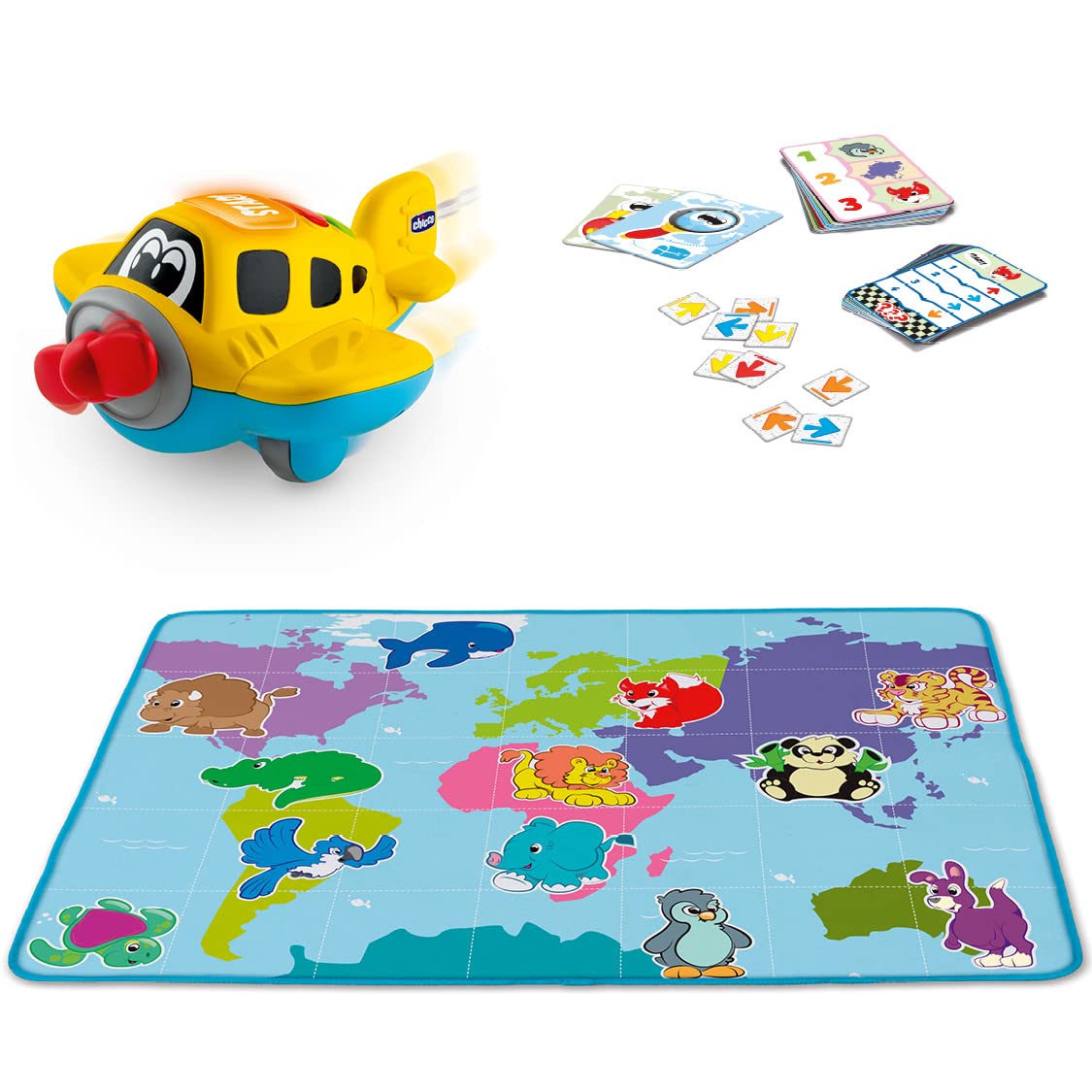 Chicco Cody Avión de Aventuras, Juego Educativo Edu4You con Alfombra de Juego Aprende a Programar y Codificar con una Alfombra Infantil de Gran Tamaño 110 x 80 cm Juguete para Niños de 2 a 6 Años