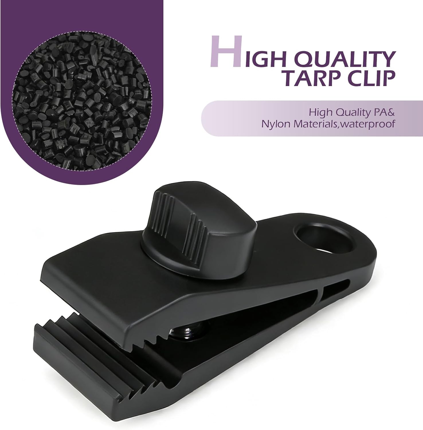 20 PCS Car Tarp Clips, Heavy Duty Shark Tent Tarp Clamps, Awning Cover Lock Grips with Elastic Cord, Universal for Pool Awning Cover, Car Cover, Boat Cover (Black)