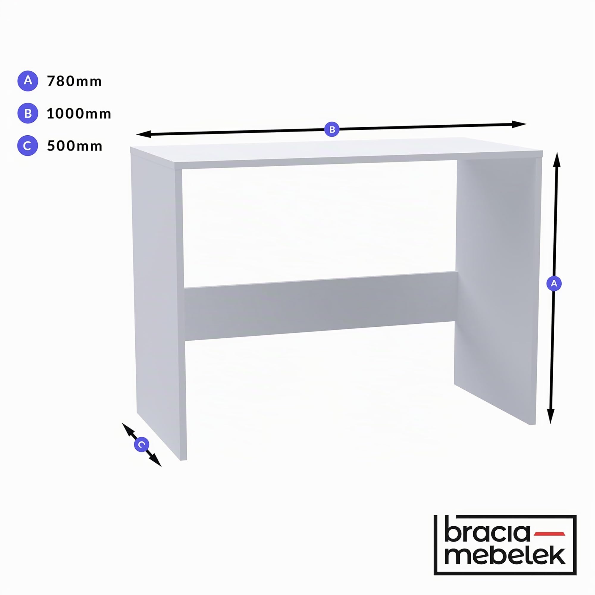 Schreibtisch Holz Weiß – Computertisch 100x50x78cm – Bürotisch Klein – Büro Kinderzimmer und Jugendzimmer Möbel - Büromöbel PC Tisch