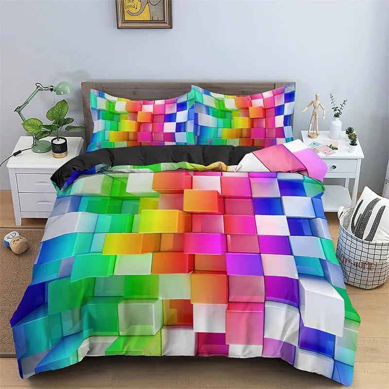 Parure de lit 240x260 cm en microfibre premium douce et design géométrique