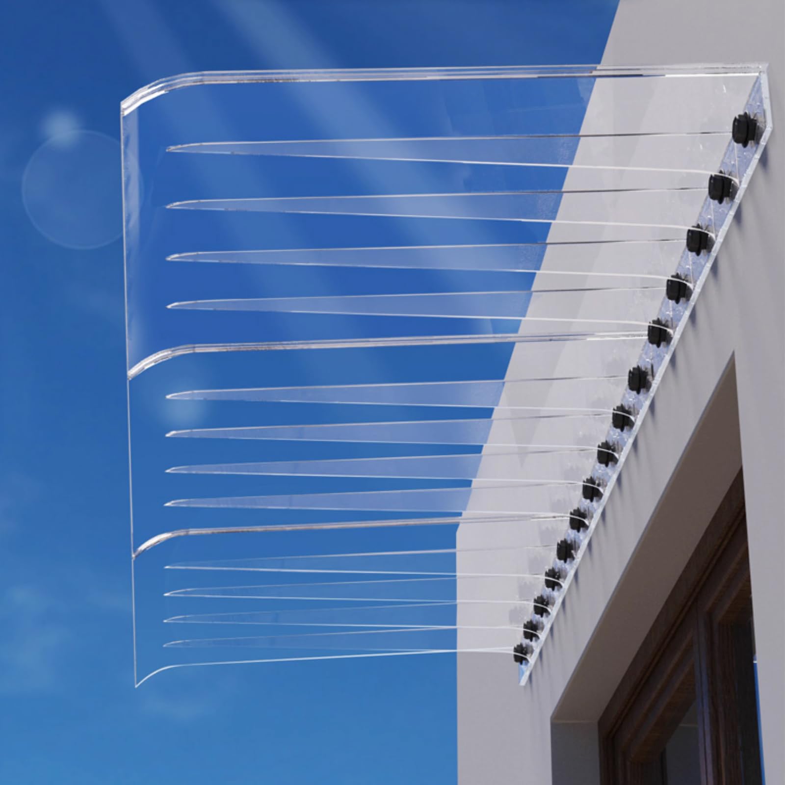 GJMSSMY Invisible Door Canopy, UV-Resistant Transparent Polycarbonate Awning for Windows, Outdoor Shelter, Weather Protection Roof (35x180cm/14x71)