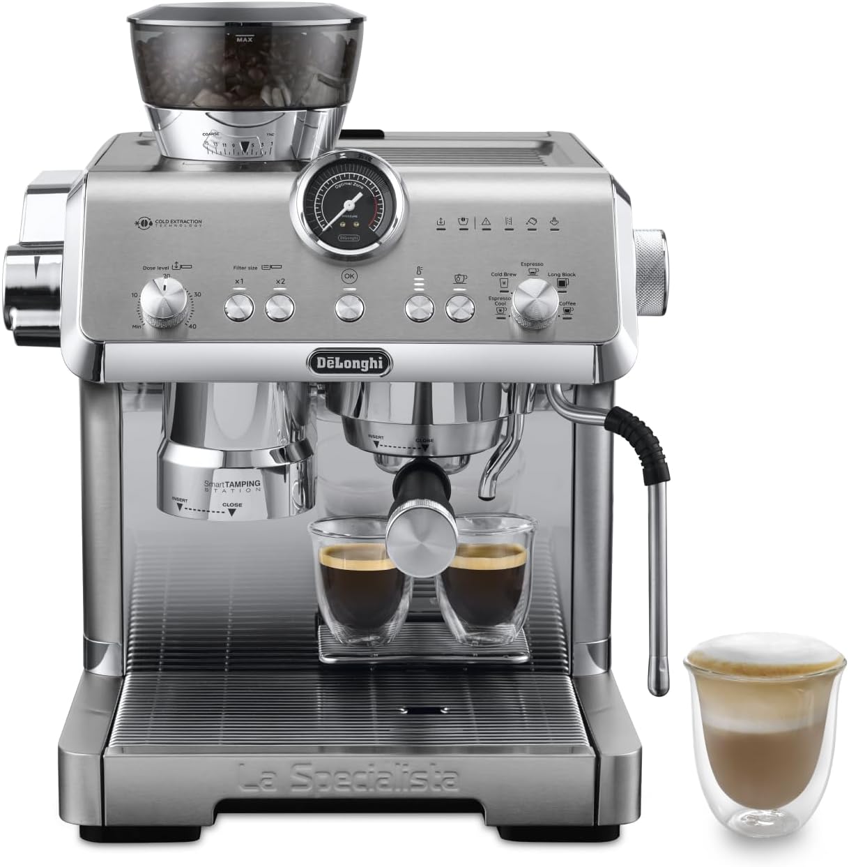 La Specialista Opera EC9555.M, Espresso Coffee Machine with Integrated Coffee Grinder, Cold Brew Function, Milk Frothing Wand, Includes Welcome Set Accessories, Black