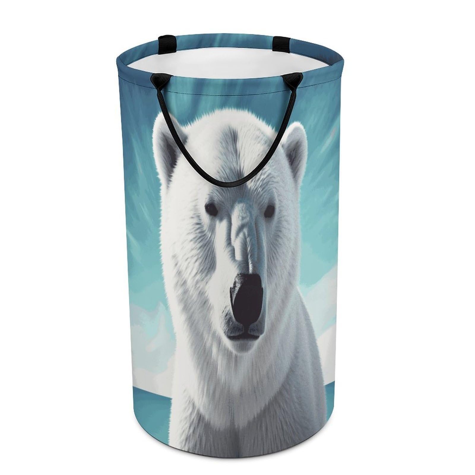 Polar Bear Laundry Hamper Waterproof Polyester Laundry Baskets Collapsible Dirty Clothes Storage Basket Clothes Hampers with Sturdy Handles for Travel Bedroom