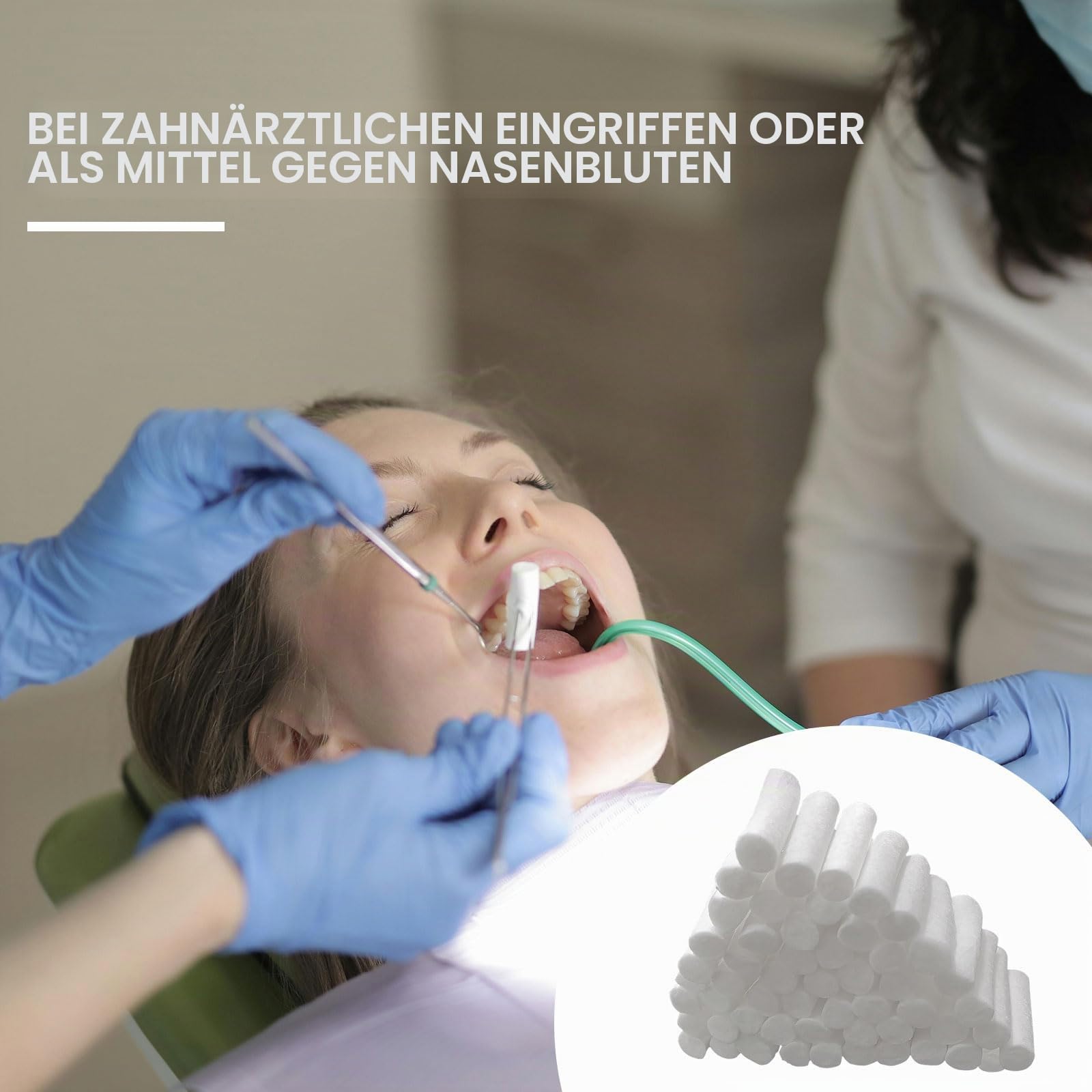 FUIPVGI 250 Stück Zahnärztliche Wattebäusche Dental Cotton Rolls Dental Gaze Rollt Zahngaze Hochsaugfähige Wattebausch Wattepads für Zahnärzte Nasenstöpsel für Blutige Nase Zähne Mund (Weiß)
