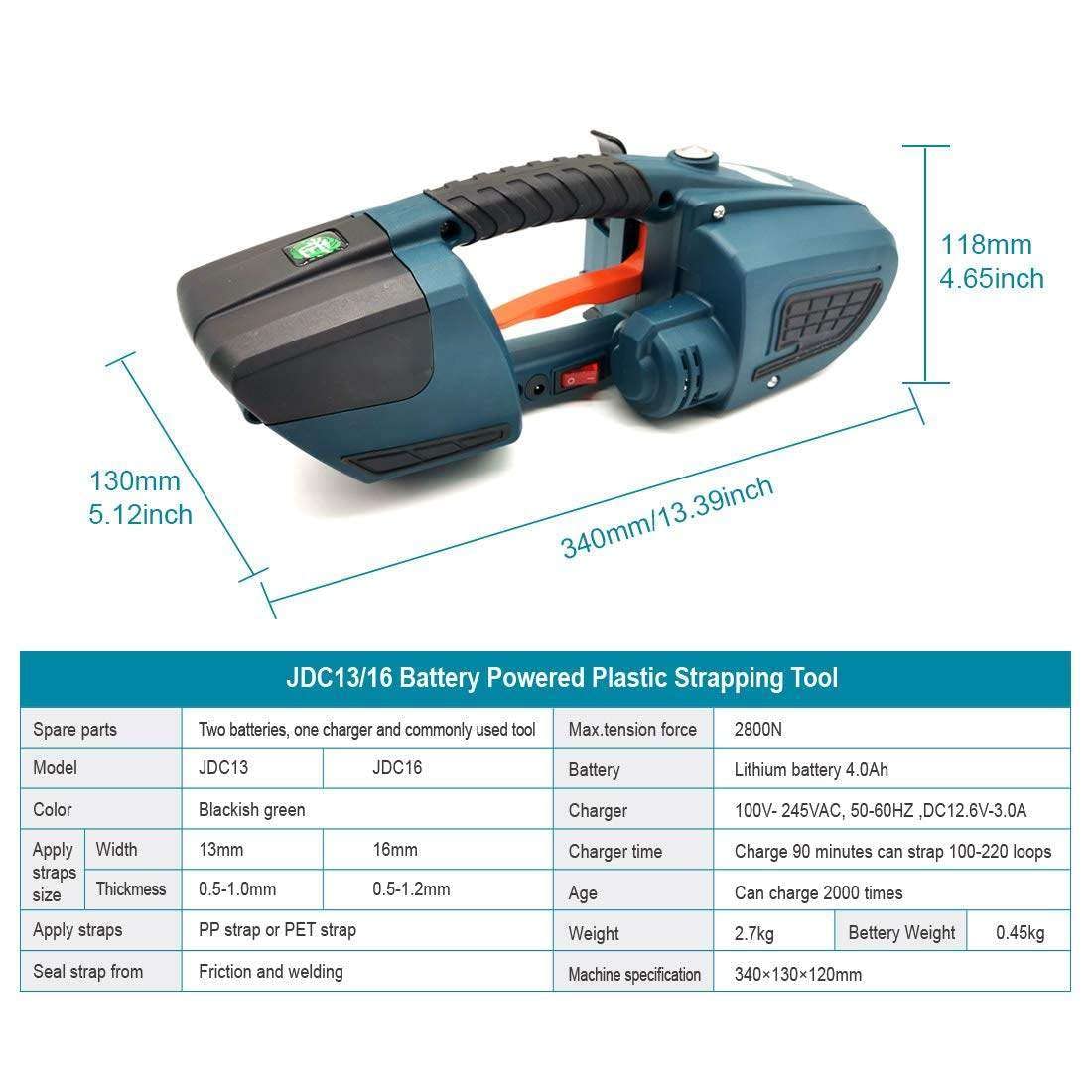 Reggiatrice elettrica per Saldatura, utensile per reggiatura, Batteria da 4000 mAh, Larghezza della Cinghia da 1/2 a 5/8 Pollici, Macchina per reggiatura Automatica(