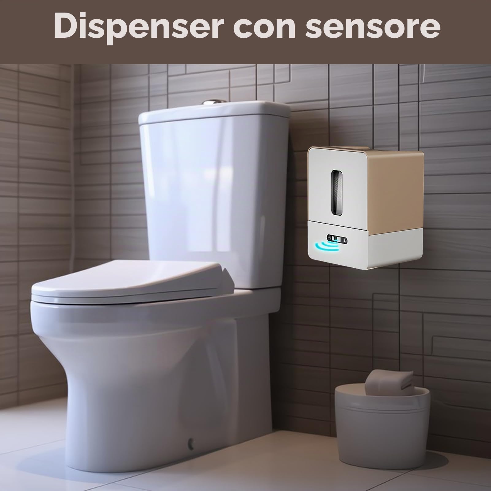 Dispenser Automatico di Asciugamani di Carta Senza, Portarotolo Intelligente per Montaggio a Parete, Dispenser Elettrico di Asciugamani di Carta con Luce Notturna per
