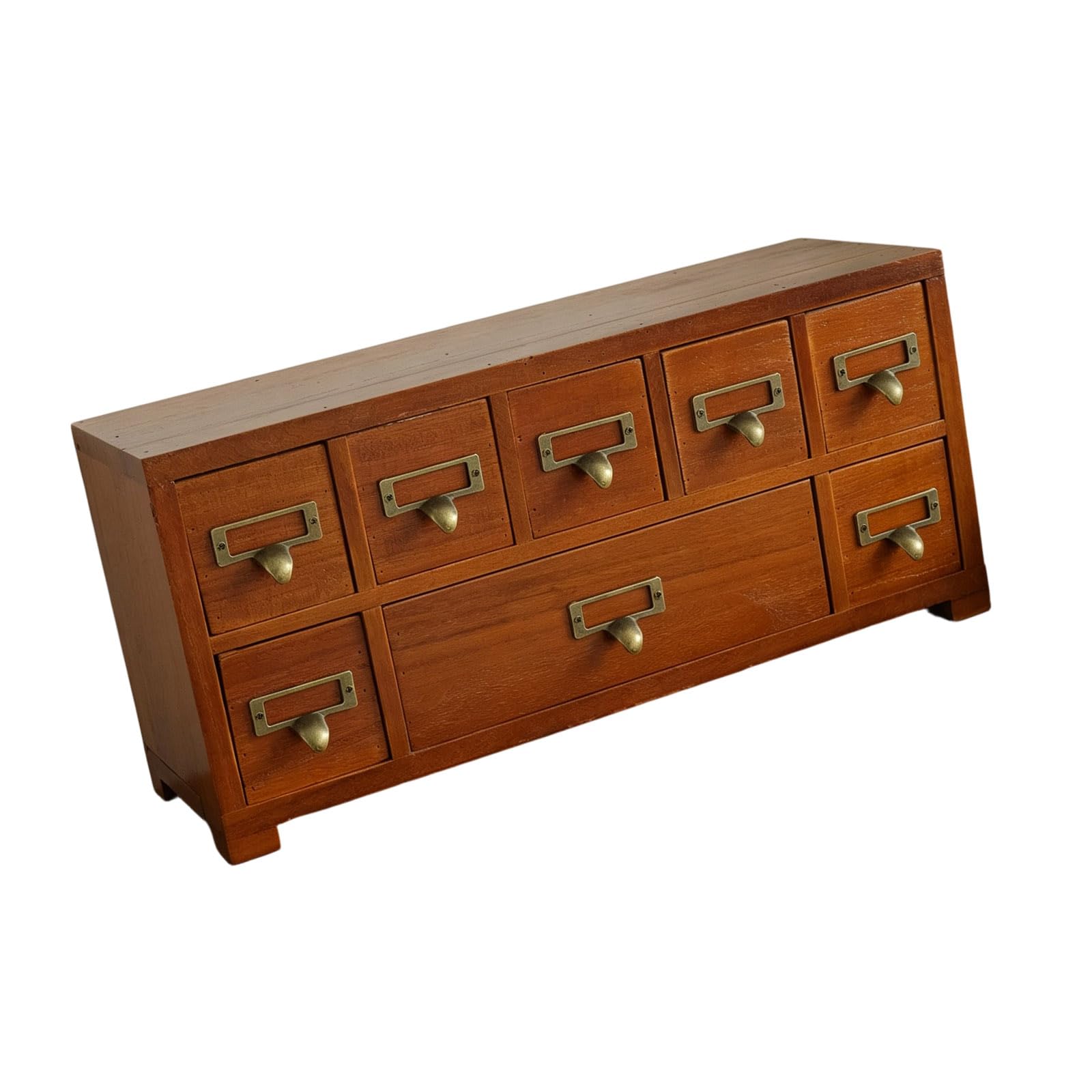 Qusinfc 7 Compartment Pine Wood Desktop Organizers Storage Box for Stationery Cosmetics and Small Items Wooden Drawer Planner