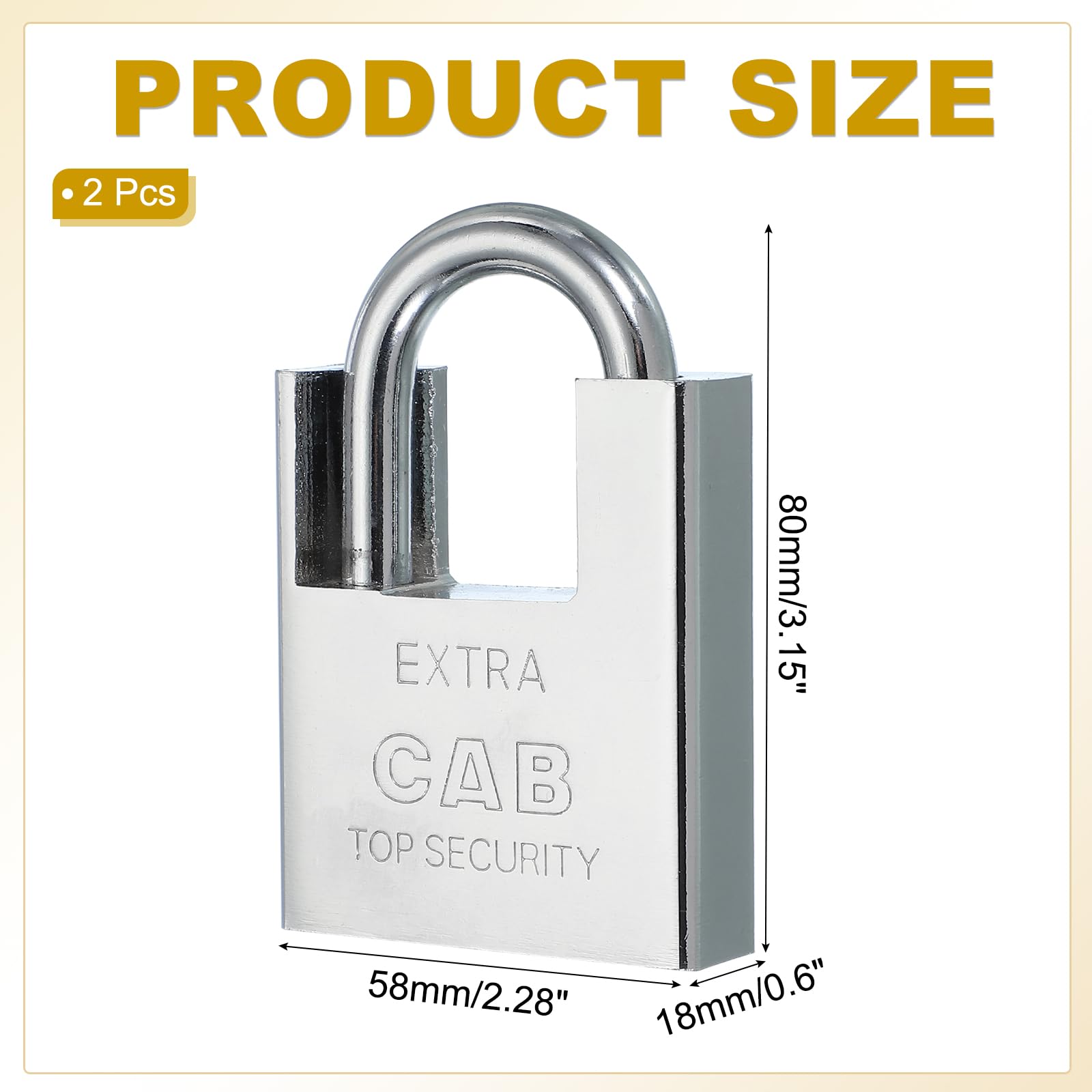 PATIKIL Lucchetti in acciaio inossidabile da 58 mm, 2 lucchetti ad alta sicurezza con chiave diversa con blocco avvolto con chiavi, per interni ed esterni, argento