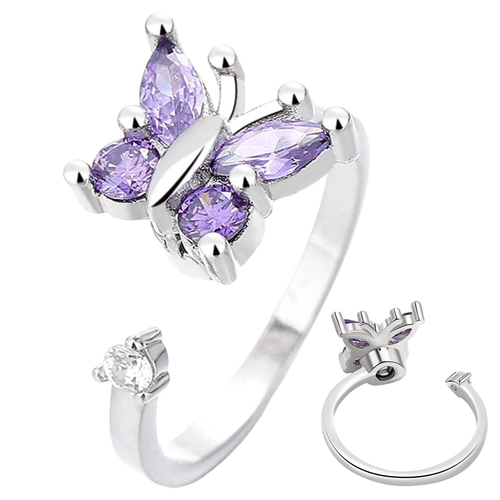 Anillos antiestrés Ajustables | Giratorio calmante para el Dedo, Accesorio para aliviar el estrés para Hombres y Mujeres, Oficina, Aula, Viajes, Trabajo, reuniones, Ideal para cumpleaños, día