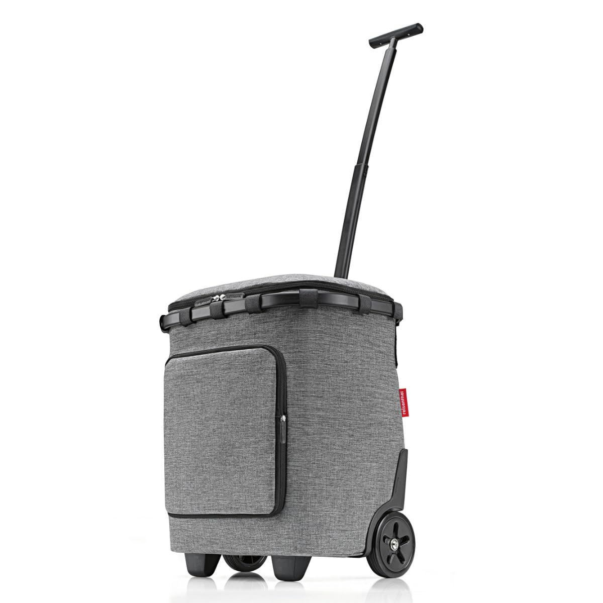 reisenthel carrycruiser Plus in Glossy dots Black – Tragbarer Einkaufstrolley mit Kühlfach, Schultergurt und herausnehmbarer Netz-Innentasche – Obermaterial aus recycelten PET-Flaschen