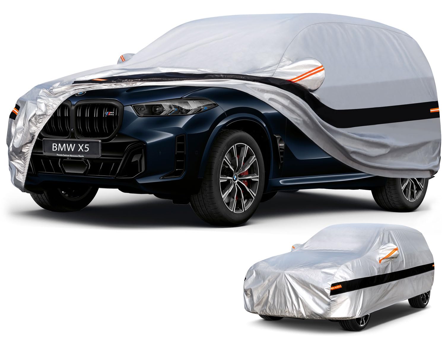 10 Layers SUV Car Cover Custom Fit for BMW X5 (2007-2024) Waterproof All Weather for Automobiles, Outdoor Full Cover Rain Sun UV Protection.Silver