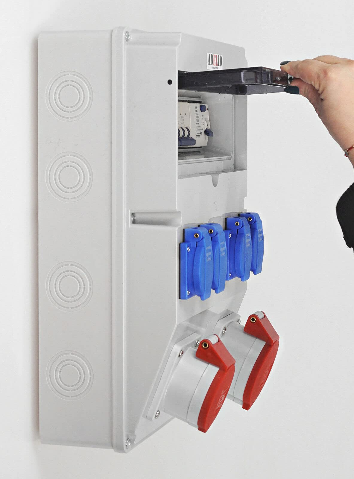 Baustromverteiler Wandverteiler 1x 32A 1x 16A 5-polig CEE 4x 230V Schuko | FI-Schalter Fehlerstromschutzschalter | Stromverteiler Starkstromverteiler IP65 | 400V Drehstromverteiler