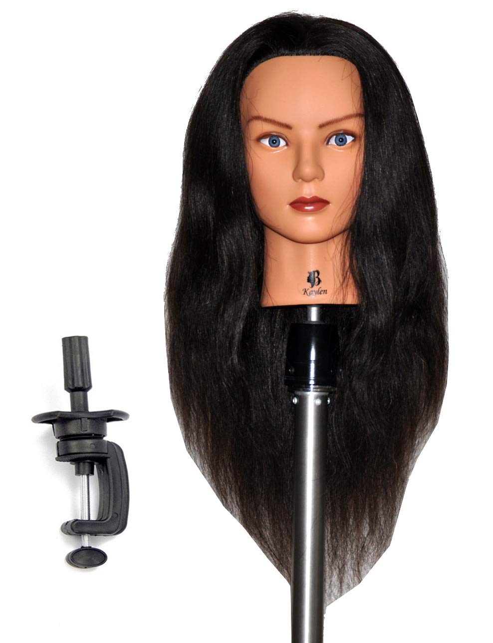 24" Human Hair Cosmetology Mannequin Manikin Training Head with Clamp (24" MEDIUM BROWN (JEN+C))