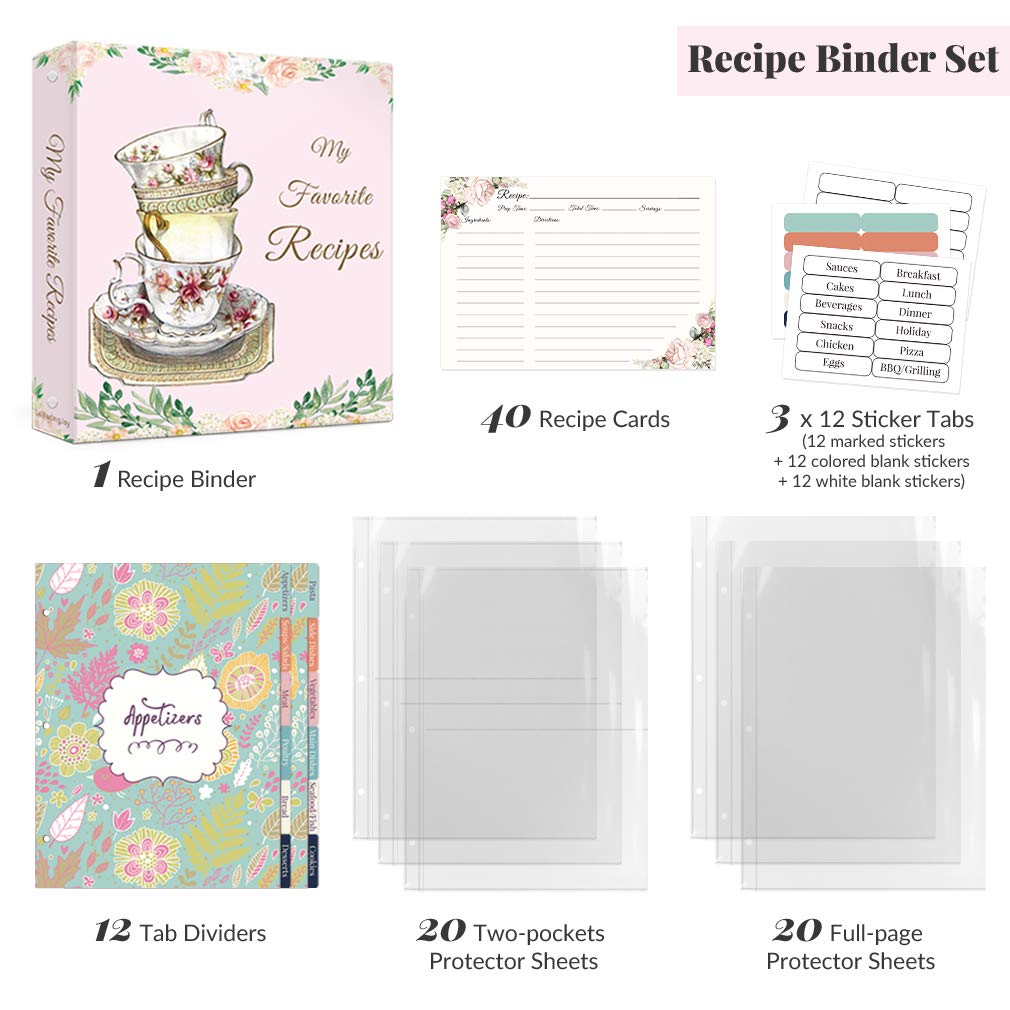 Lubudingjoy Recipe Binder, 3 Ring Cookbook Binder for Recipes, Create