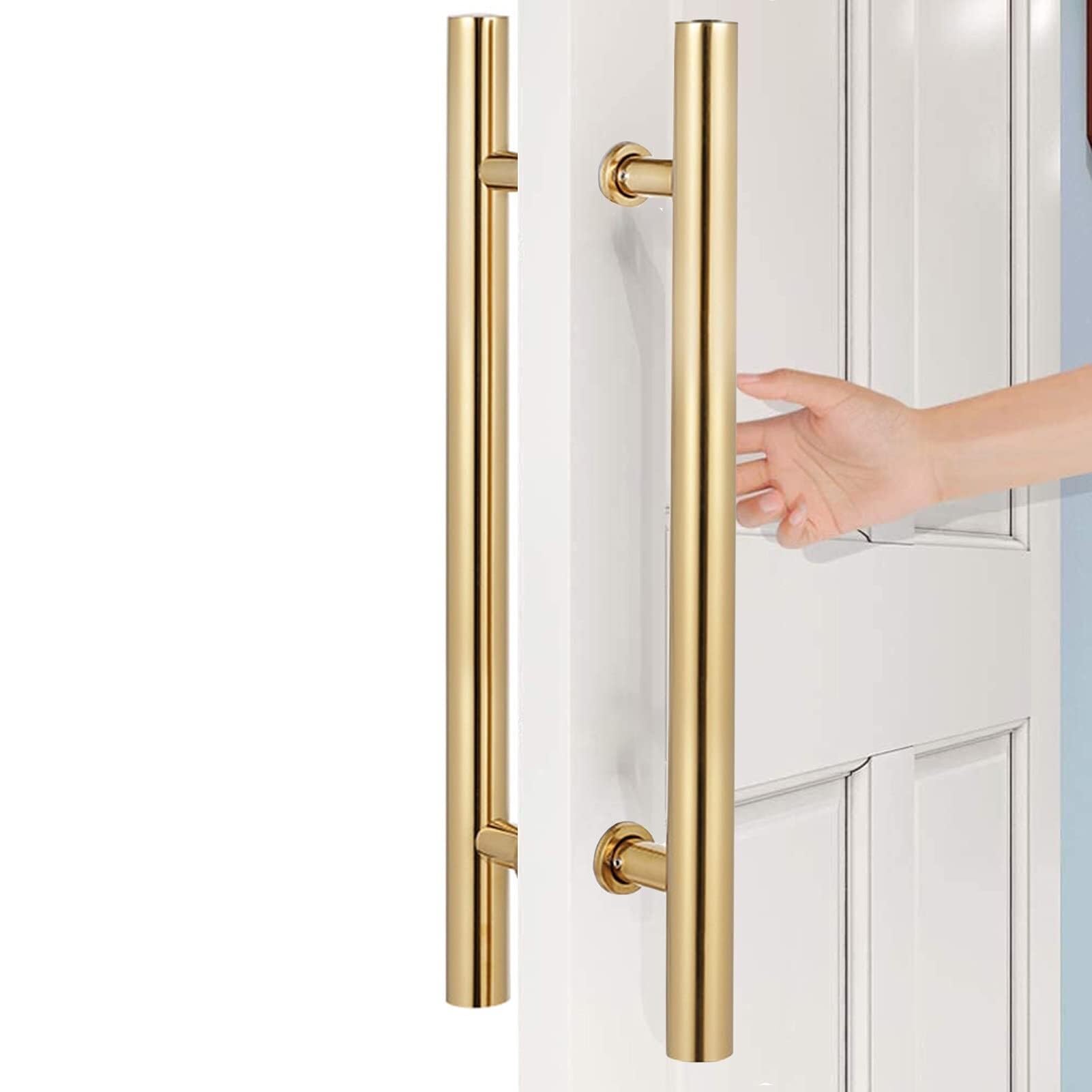 Poignée de porte en acier inoxydable dorée pour entrée intérieure