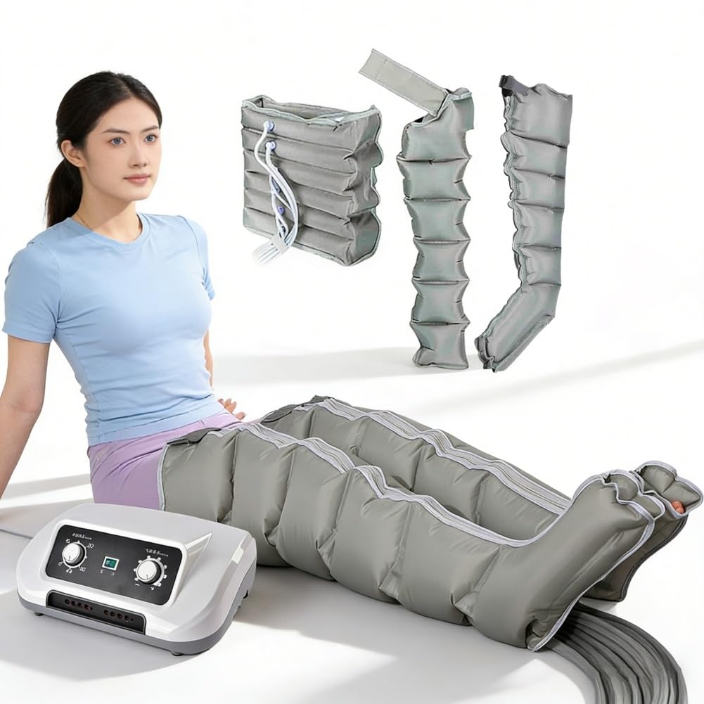 Pressoterapia Linfodrenaggio per Gambe Pesanti e Lipedema, Massaggiatore Linfatico Professionale, Macchina Drenante Anticellulite a Casa(Grey)