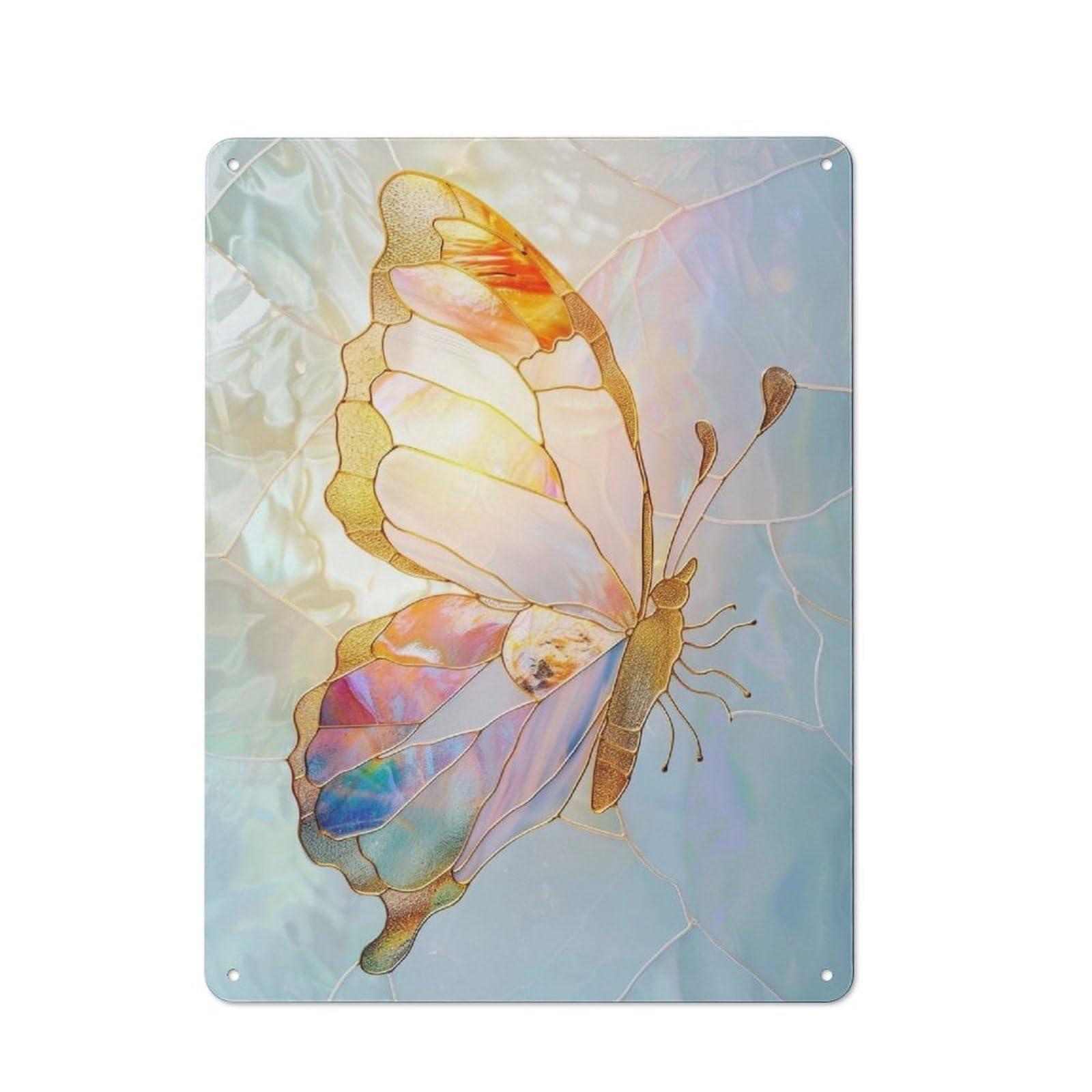 Shed Style Butterfly Gold Decor Shed Metal Sign 40x30cm, Shed Wall Decor for Shed, Garden Room, Porch Or Garage
