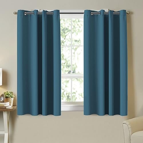 Turquoize Cortinas opacas de color verde azulado oscuro con aislamiento térmico, con ojales en la parte superior, cortinas opacas para dormitorio,