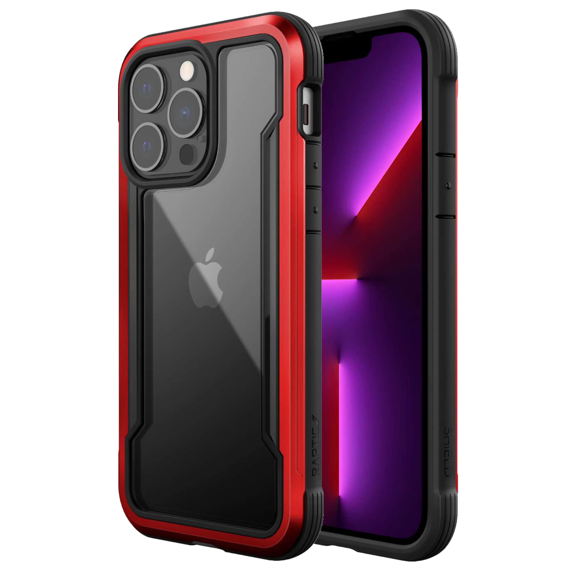 RAPTIC Shield for iPhone 13 Pro Case, Shockproof Protective Clear Case, Military 10ft Drop Tested, Durable Aluminum Frame, Anti-Yellowing Technology Case for iPhone 13 Pro, Red