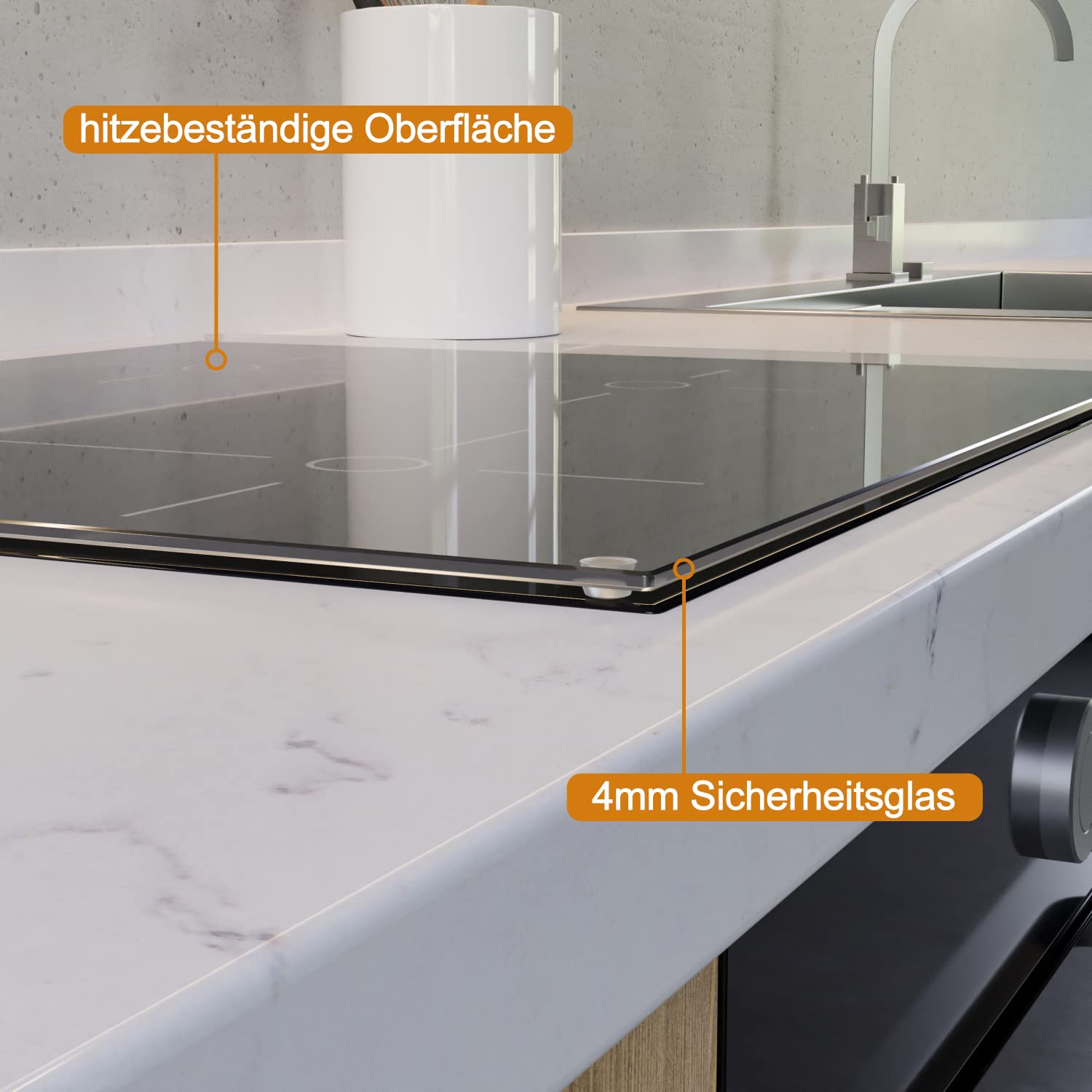 Wallario Herdabdeckplatte/Spritzschutz aus Glas, transparent - durchsichtig, 1-teilig, 60 x 52 cm, für Ceran- und Induktionskochfelder
