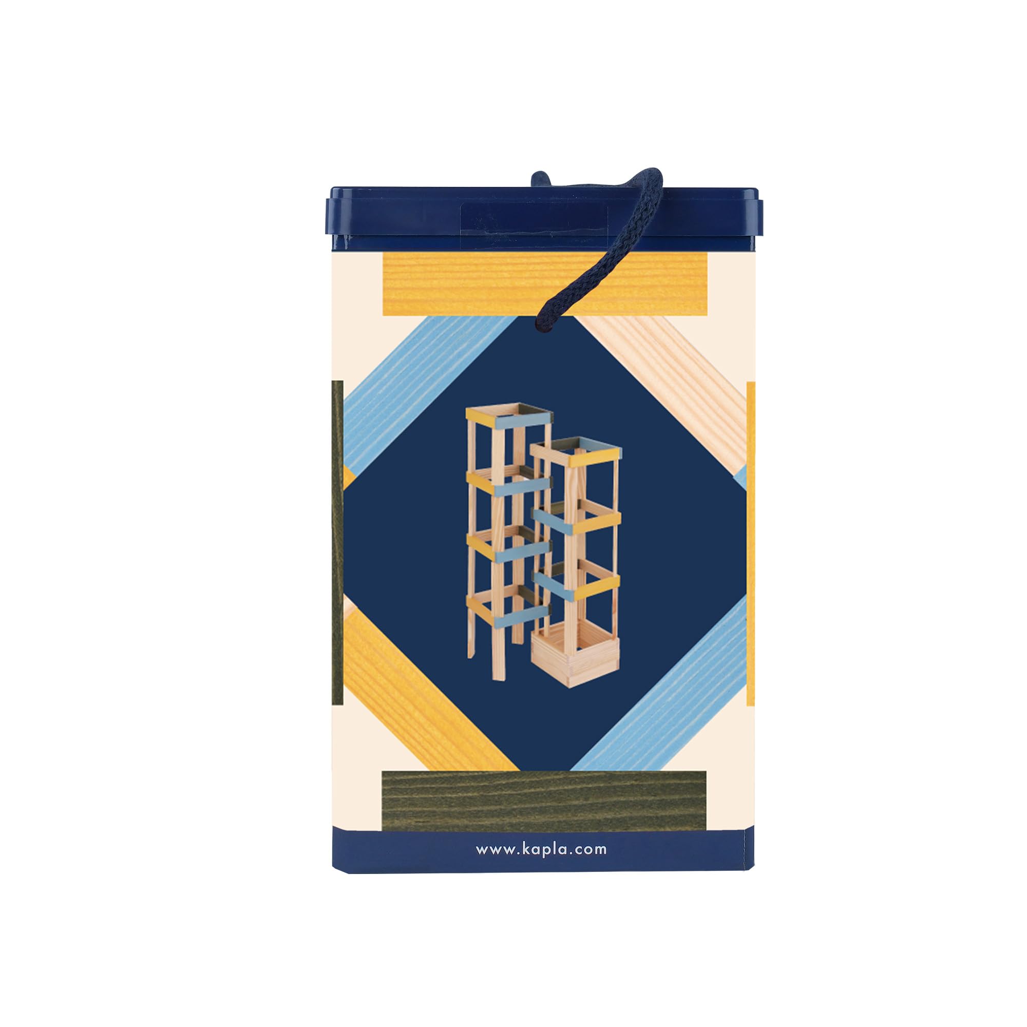 KAPLA - Jeu de Construction avec 120 planchettes en Bois colorés (Nature, Bleu Clair, Jaune, Vert), Jeux et Jouet en Bois, dès 2 Ans