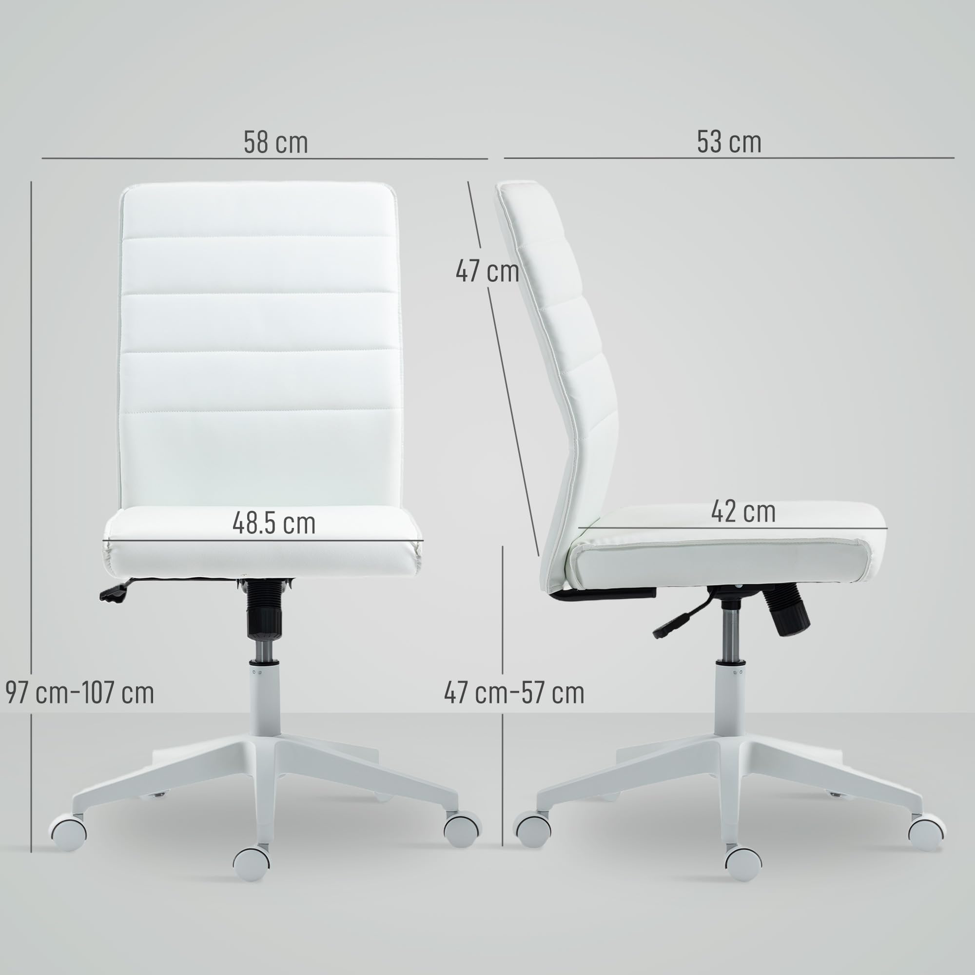 HOMCOM Sedia Ufficio Girevole in Pelle PU con Funzione Dondolo Bianco