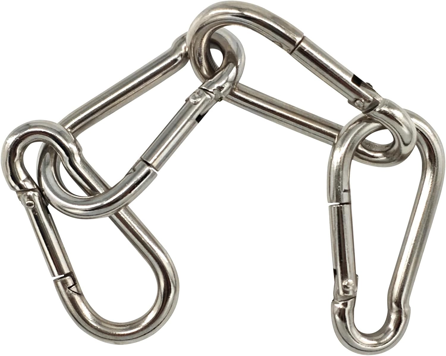 Premium Stainless Steel Spring Snap Carabiner Hooks - 304 Steel Clips, 6-Pack - Image 3