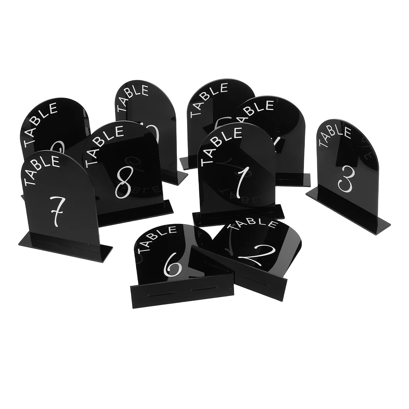 WSQHAO 10Pcs Black Table Numbers Wedding Arched 3D Design Self Stand Number Plates For Reception Event Restaurant Cafe for Restaurant