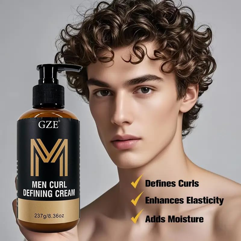 GZE Men's Curling Cream for Natural Curls - Curl Defining Styling Cream with Shea Butter, Long Hold & Frizz Control - Lightweight Non-Greasy Formula - Image 5
