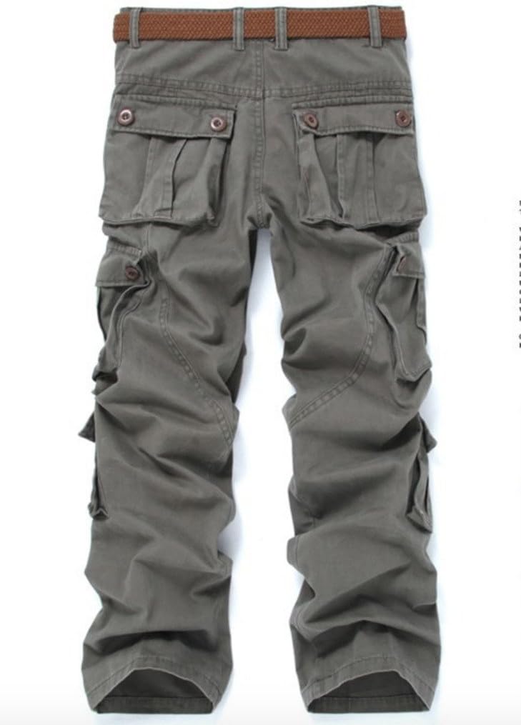 WSLCN Mens Cotton Cargo Pants Casual Work Multi Pocket Military Combat Trousers