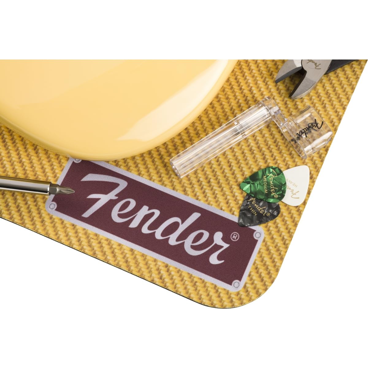 Fender Work Mat Tweed tapis avec repose-manche pour guitare