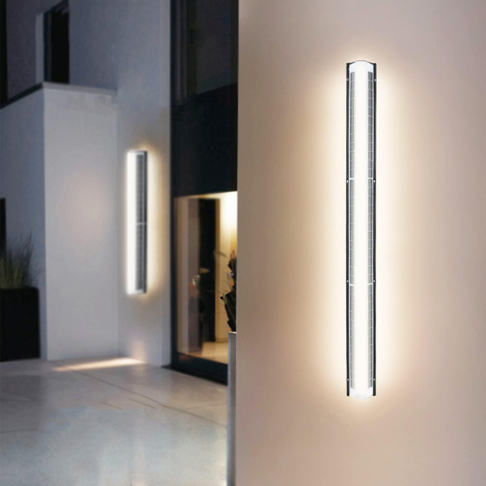 Lampada da Parete Luci solari da Esterno con Telecomando Applique a LED a Striscia Lunga Lampade di Sicurezza Impermeabili Super Luminose Moderne Minimaliste Acrilico Giardino Gara