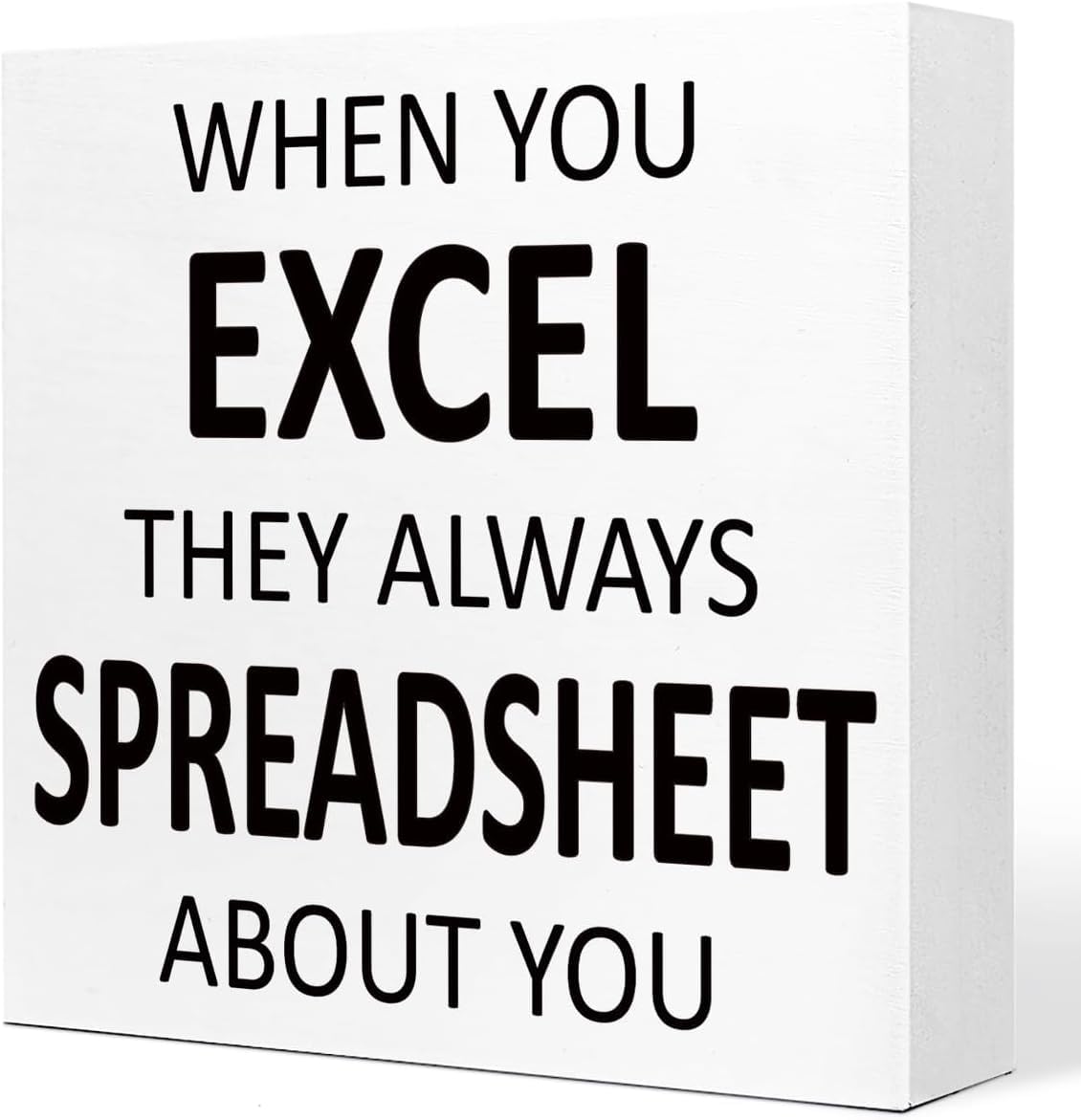 Funny Excel Spreadsheet Box Sign 5x5 Inch Wooden Desk Decor