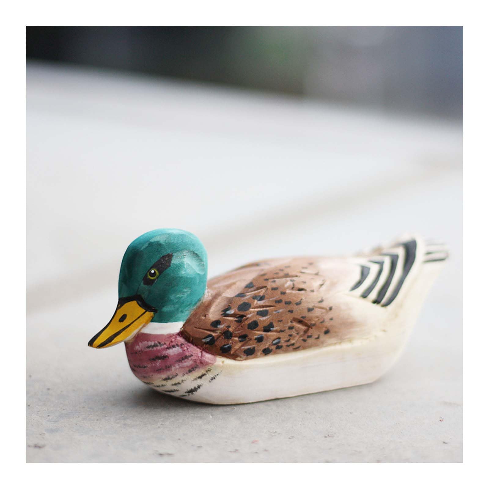 Amazon.co.jp: 鴨の置物 かわいい 木彫り インテリア雑貨 ダック 置物