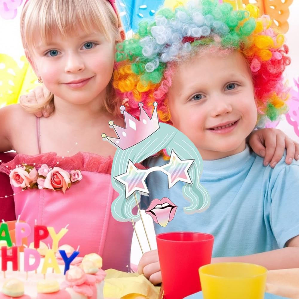 Set 30 Oggetti Per Photo Booth Unicorno | Per Feste Compleanno Bambini | Decorazioni Divertenti - Foto 5