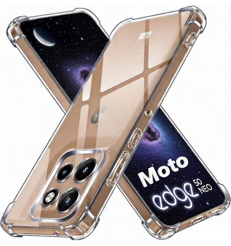 Image of Lustree Back Cover Transparent Case Compatible with Motorola Edge 50 Neo | Clear + TPU Case with 4 Corner Air Cushion Protection & Camera Protection | Slim& Stylus Cover