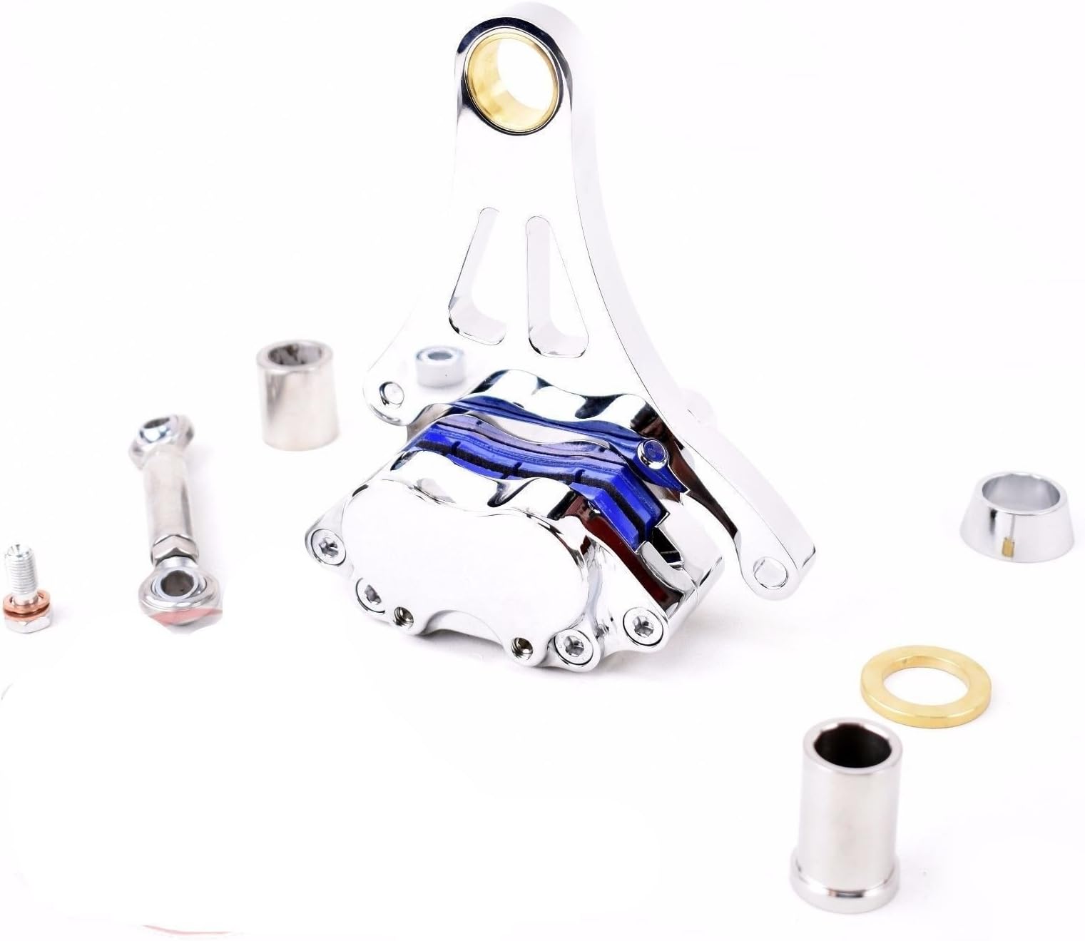 Springer Front End Brake Caliper Kit Left Side CHROME DNA Harley for 11.50" disc 1984'-1999' application