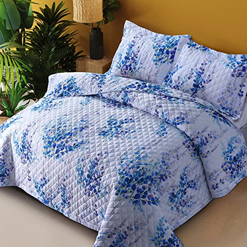 Edredón floral azul AZORES HOME para renovar el estilo y confort de tu habitación individual 8