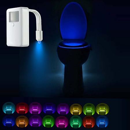 Toilet Bowl Night Light With Motion, 16 Color Changing Led Gadget For Bathroom Accessory Decor main image 1