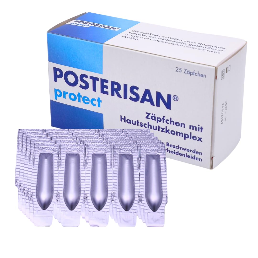 Posterisan protect 1x 25 Zäpfchen mit Hautschutzkomplex bei Hämorrhoiden I Schutz vor Reizungen I Jojobaöl & Bienenwachs I rektale Anwendung I für sensible Haut I Spar-Set plus Pharma Perle give-away