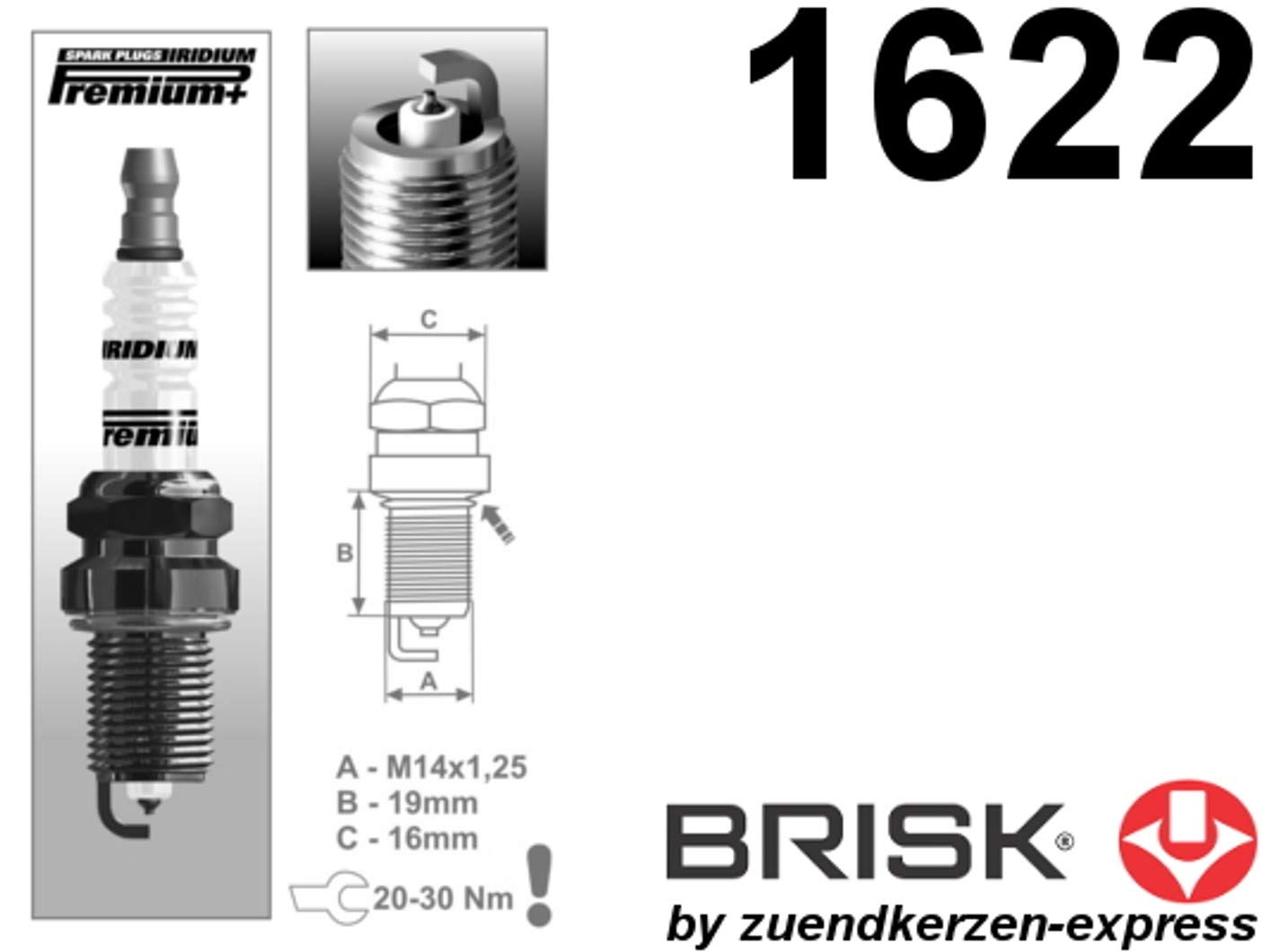 Brisk - Iridium premium+ plus p4 1622 bujías de encendido, 4 piezas