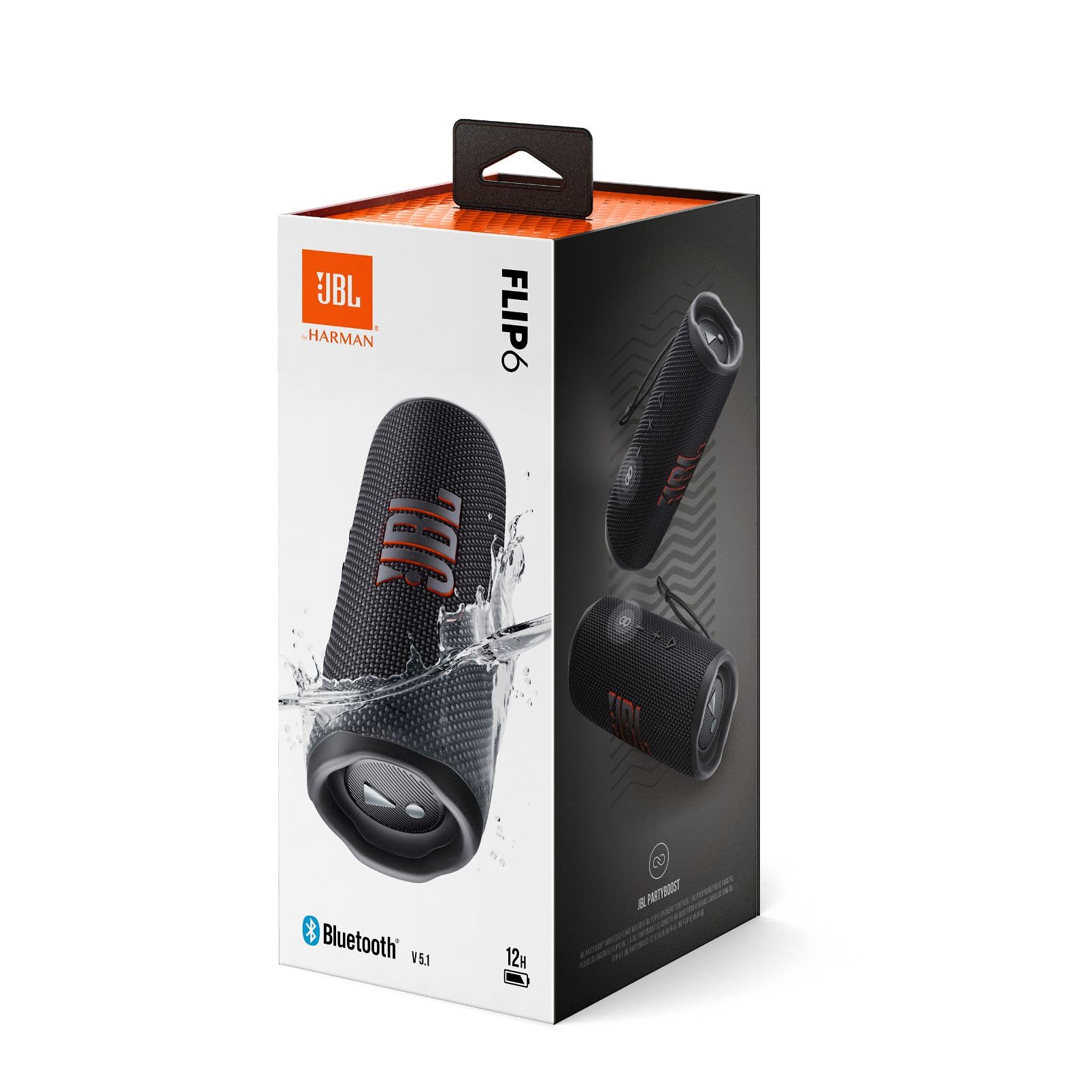 JBL Flip 6 Speaker Bluetooth Portatile, Cassa Altoparlante Impermeabile e Antipolvere IPX67, Compatibile con JBL PartyBoost, Fino a 12h di Autonomia, Nero