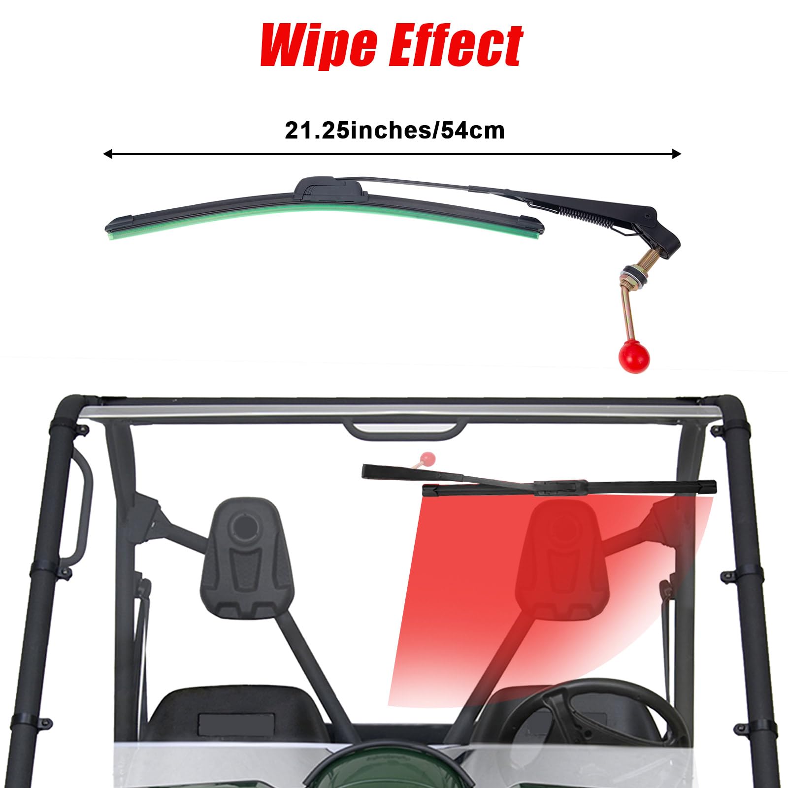 UTV Zestaw wycieraczek ręcznych, ręczny zestaw wycieraczek do przedniej szyby, kompatybilny z Polaris Ranger RZR Can Am Maverick X3 Commander Defender Pioneer Golf Cart - 2 szt