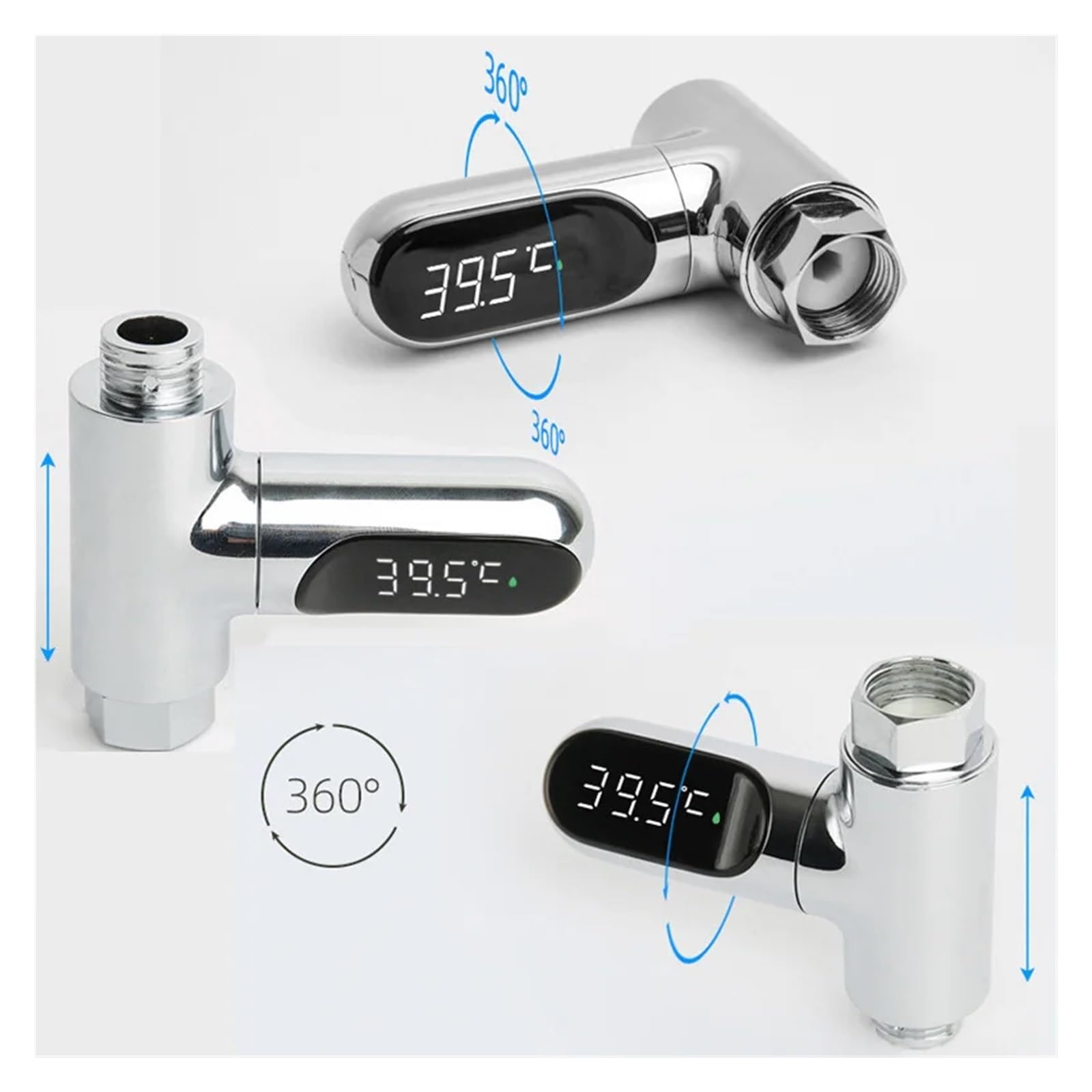 Misuratore di portata d'acqua, Termometro For Doccia Con Display A LED, Flusso 5-85℃, Termometro For Acqua Autoalimentato, Monitoraggio A Cura Del Bambino, Contatore Intelligente Di Energia(B)