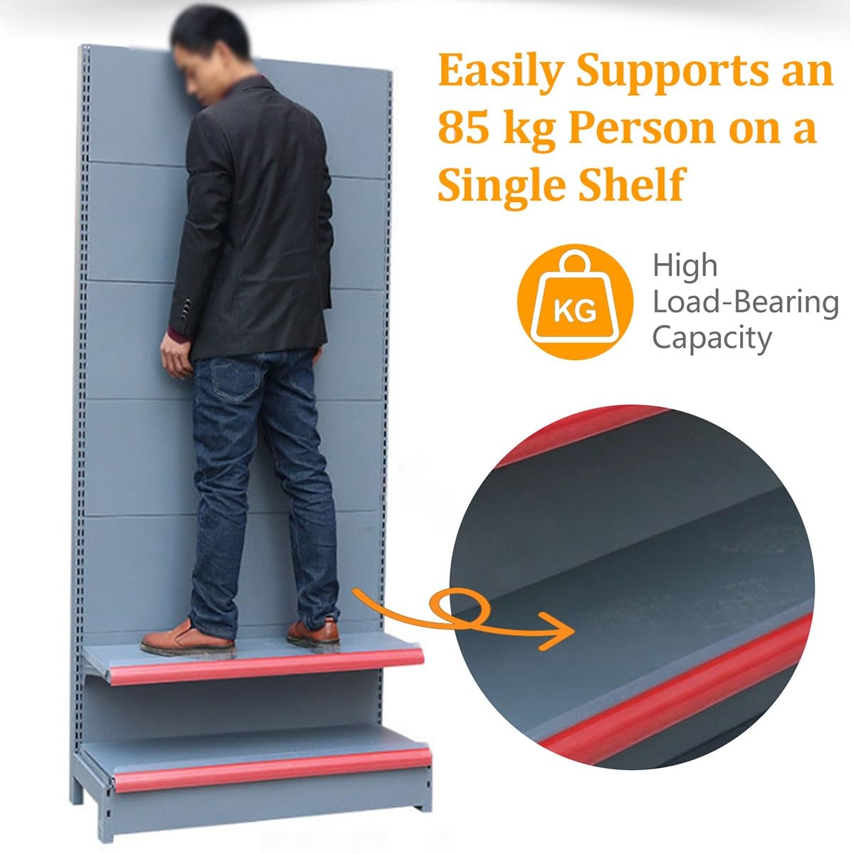 Langlebiges, doppelseitiges Gondelregal für Supers und Einzelhandel, Metall, vielseitiges Ladenregal-System (L x H 90 x 135 cm)