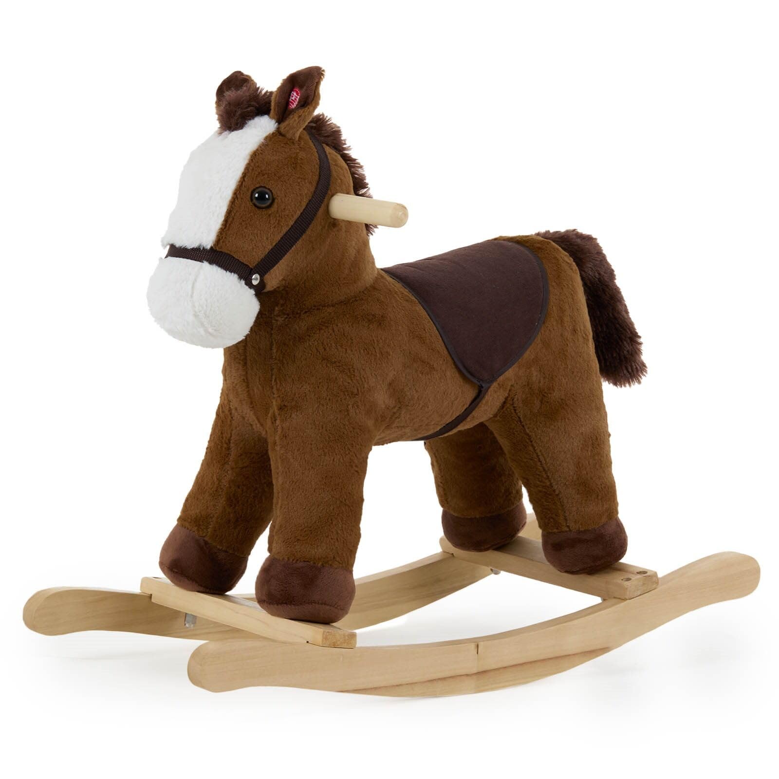 Puggle Plush Wooden Rocking Horse with Sounds - Brown (18 Months - 3 Years)