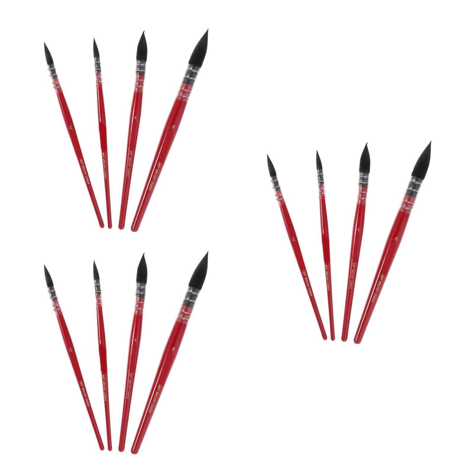 Ciieeo 3 Juegos tinta acrílica pincel de pintura de detalle pintura al temple pinceles de gouache Cepillo de pintura Hombre gordo rojo cepillar pluma de acuarela colocar Bambú