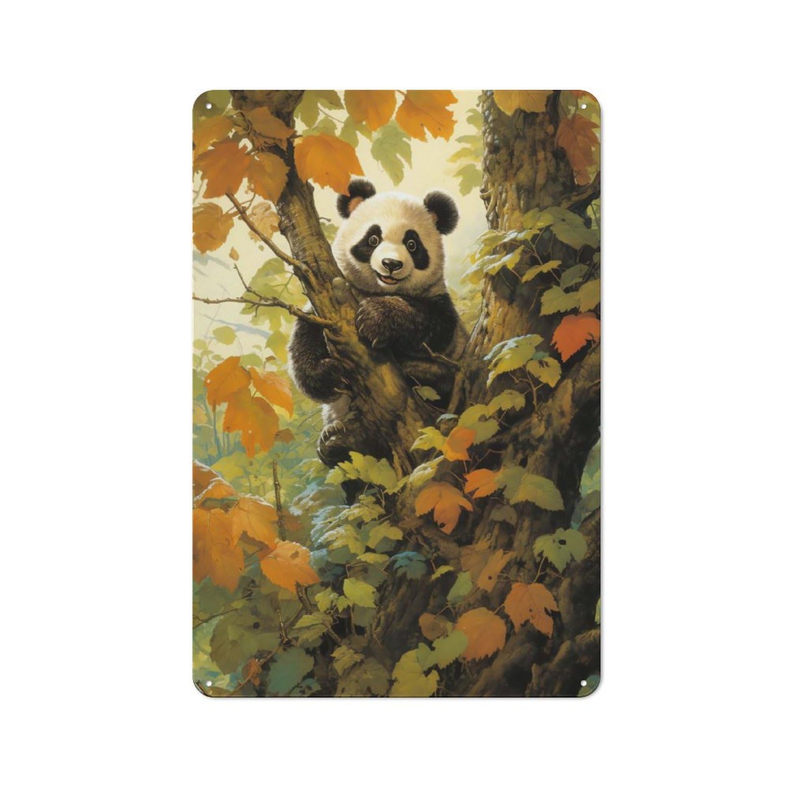 Junmoney Style-11 Farmhouse Metal Sign With Panda Design 30X20cm, Rustic Country Wall Plaque For Cottage, Kitchen, Hallway Or Breakfast Nook
